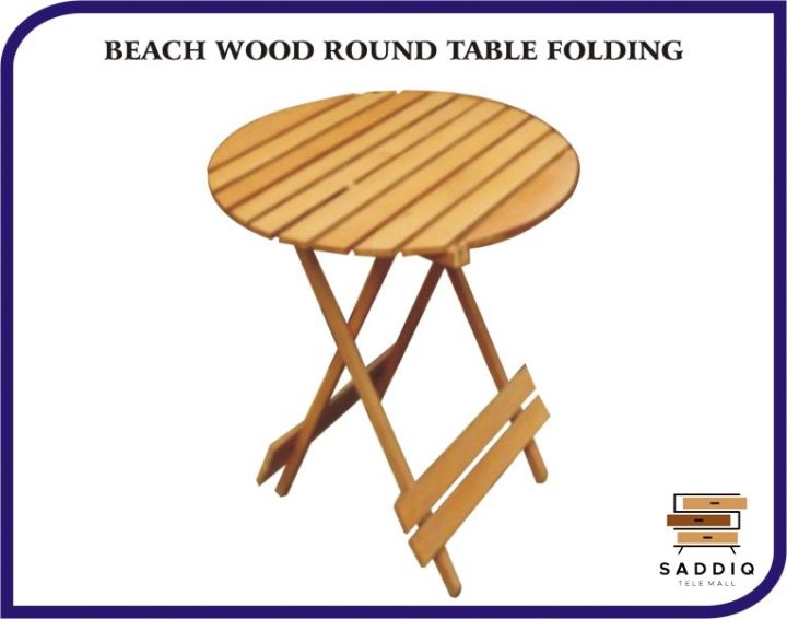 Imported Beach Wood Folding Round Table Coffee Table