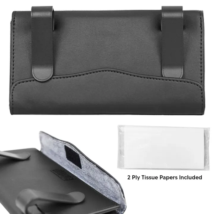 Car%20Sun%20Visor%20Leather%20Hanging%20Tissue%20Box%20Toyota%20-%20Black%20-%20Image%203