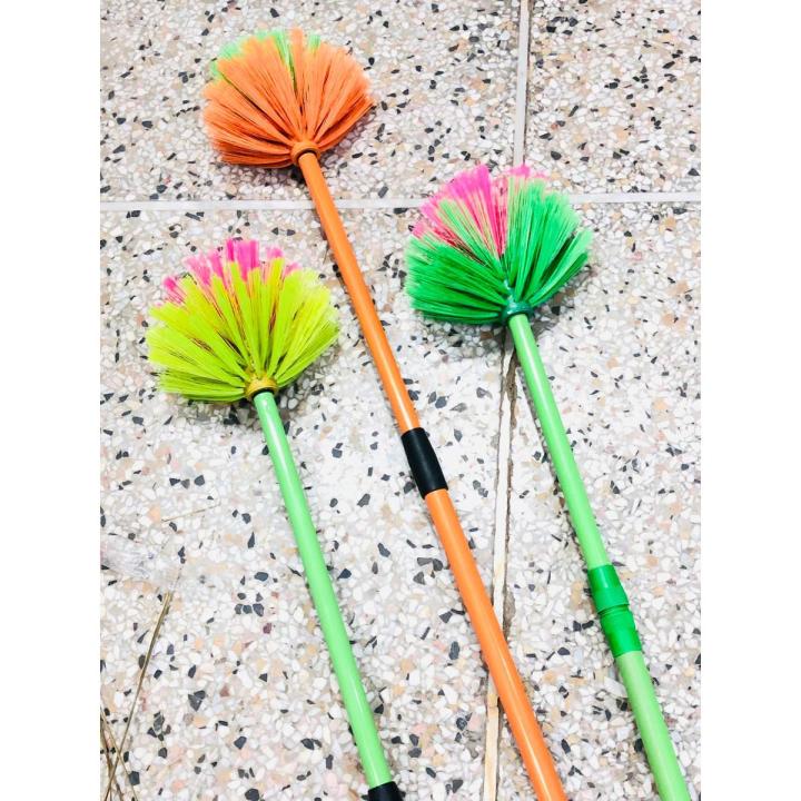 Ceiling Jaala Cobweb Cleaning Broom with Extendable Rod, Long Reach Cobweb Duster, Exclusive Cleaning Long Handled Jaala Brush, Extending Handle - Long Stick Dust Mop, Home Cleaning Plastic Broom (Length Extendable About 5.5-6 Feet )