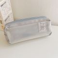 Cute Snoopy Pencil Case Double-layer Zipper Waterproof Pencil Bag Large Capacity Transparent Frosted Storage Bag Pen Box Stationery. 