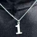 Counting Number 1 Stainless Steel Pendant Necklace with Chain For Men. 