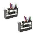 2X Cassette Tape Dispenser Pen Holder Vase Pencil Pot Stationery Desk Tidy Container Office Stationery Supplier Gift. 