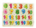 Children's Wooden Number Puzzle Board: An Instructive Counting and Colour Learning Tool. 