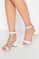 Women Fashion Gold Diamante Block Heel Shoes In Standard Fit White & Golden. 