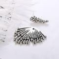 1Pc Vintage Fan Shape Rhinestone Asymmetric Earrings Ear Jacket Women Jewelry. 