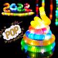 8 Pack LED Light Up Pop Tubes Sensory Fidget Toys Party Favors for Kids Glow in The Dark Fidget Tubes Pull and Stretch Tubes. 