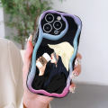 BILI for Vivo Y03 Y18 Y18e Back Cover Elegant Girl Pattern Cream Texture Wavy Soft Silicone Mobile Phone Covers. 