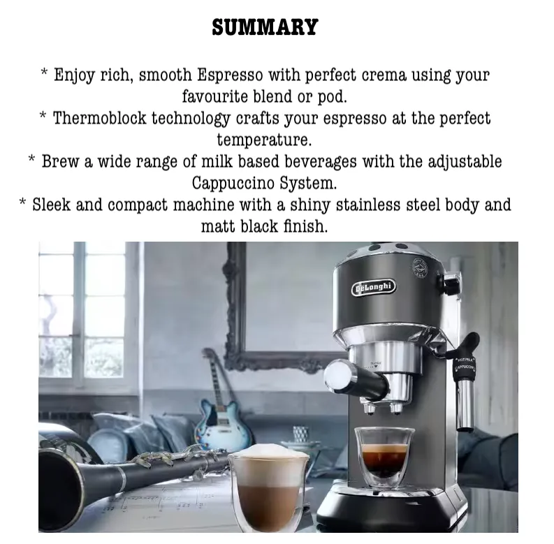 Dedica Ec685 Delonghi Dedica Pressure De'Longhi MANUAL ESPRESSO