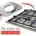 Safdar Mart- 10 Pcs Aluminum Foil Square Stove Burner Covers Range Protectors Bib Liners Disposable Gas Burner Bibs Gas Top Liner Stove Easy Clean - (8.5" Square) from Spare Foil Liners to Catch Oil, Grease, and Food Spills. 