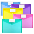 12Pcs Multi File Envelope PVC Snap Button File Bag 6 Colors Plastic with Business Card Holder File Bag. 