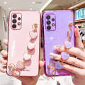 For Samsung Galaxy A32 4G Back Cover with 3D Love Heart Wristband Chain Fashion Bracelet Shiny Plating Phone Case Soft Silicone Bumper Protective Cover. 