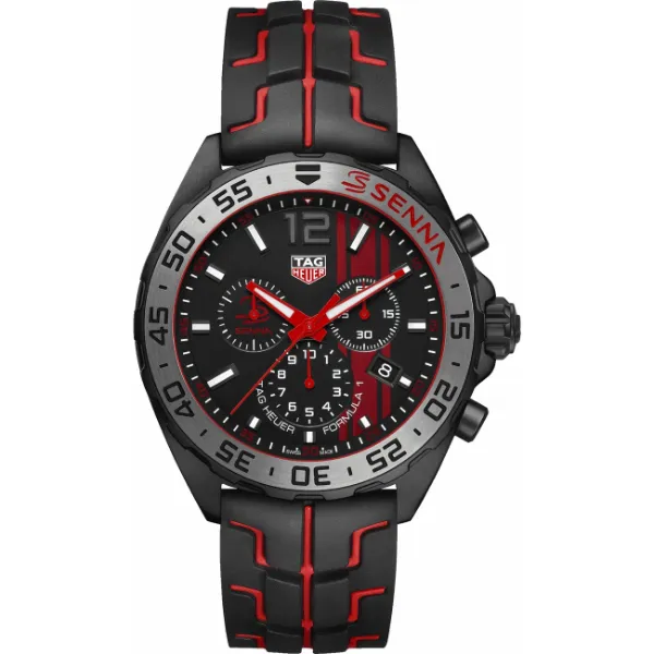 Tag Heuer Formula 1 Senna Special Edition Black Silicone Strap Black Dial Chronograph Quartz Watch for Gents CAZ1019.FT8027 Daraz.pk