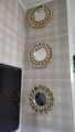 Elegant 3-Piece Golden Decorative Wall Mirror Set for Home Room Decor. 