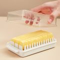 Techmanistan Buter Cutting Storage Box With Lid Buter Dish with Slicer for Easy Cutting, Cheese Buter Organizer Dispenser. 
