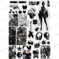Black Aesthetic Y2K Stickers (UNCUT) for Journal Scrapbook Phone Cover (A5 card size 5.83 x 8.27 inches). 