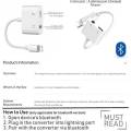MH030 Lightning to 3.5MM Bluetooth Adapter Jack Audio With Charging for ios. 