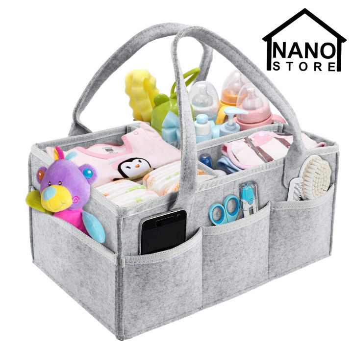 Baby%20Diaper%20Caddy%20Organizer:%20Portable%20Car%20Travel%20Organizer%20for%20Changing%20Nappy,%20Wipes,%20Foldable%20Felt%20Storage%20Bag%20with%20Multi%20Pockets%20and%20Flexible%20Compartments%20-%20Image%203