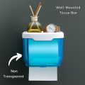 Wall-Mounted Tissue Box Holder Self-Adhesive Plastic Tissue Dispenser for Bathroom | Tissue Box Storage Holder for Paper & Mobile Phone | Stylish Wall-Mounted Self-Adhesive Tissue Box Holder for Bathroom | Multifunctional Tissue Paper Holder with Storage. 