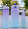 MG Pack of 3 Water Bottles, Large Capacity Water Bottle Set, Leakproof & BPA Free, Motivational Water Bottles with Time Marker for Outdoor Sports, Fitness, Office. 