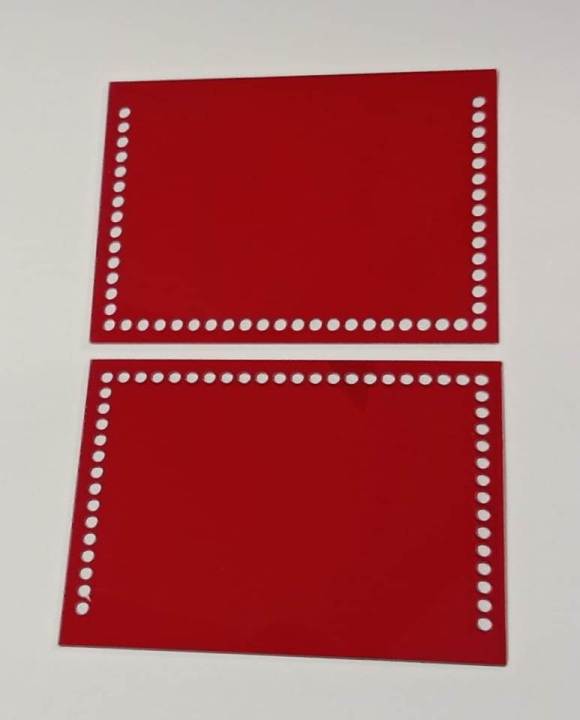 2 Pcs Transparent 3mm Red See Through Acrylic Bag 3 Side Holes 6 x 8 Inches Weaving Board Crochet Base for DIY Knitting