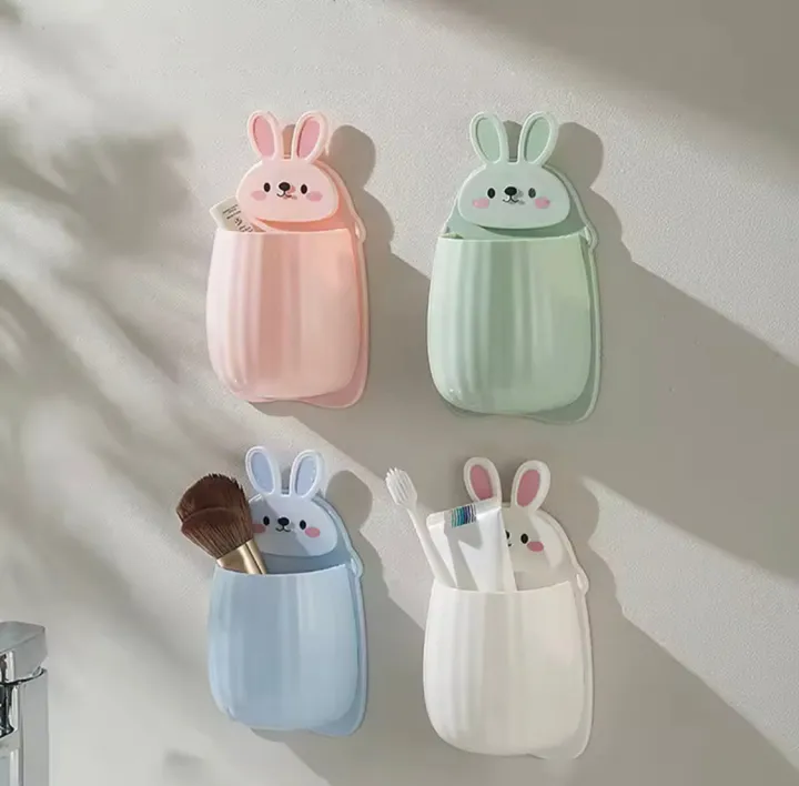 Cute Rabbit Toothbrush Holder, Multipurpose Free Punch Shelf, Wall ...