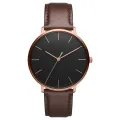Classic Rose Gold Slim Watch - Brown Top-Grain Italian Leather Strap – Brathwait. 
