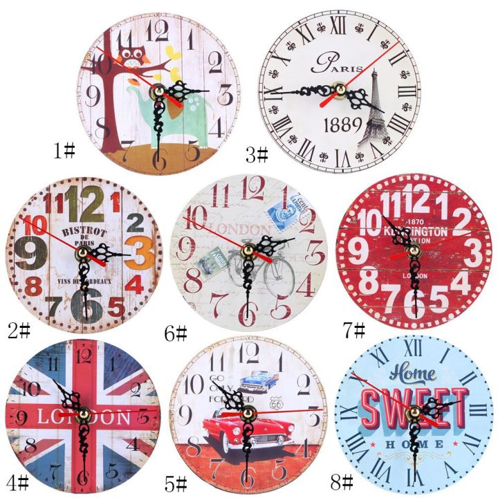 Vintage Wooden desk Clock Shabby Chic Rustic Kitchen Home