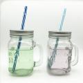 Glass Juice Jar with Straw. 