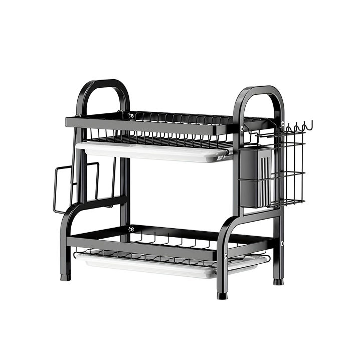 Multi-Tiered Dish Organizer by Matrix Compact 2-3 Tier Dish Rack, Utensil and Plate Holder, Adjustable and Durable Kitchen Storage Solution