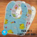 Baby Fancy Bibs Pack of 3  Baby Waterproof Bibs with Plastic Sheet  Baby Velvet Soft Bibs with Plastic Sheet  Water resistant Velvet Baby Bib Baby Apron - Pack of 3 bibs. 