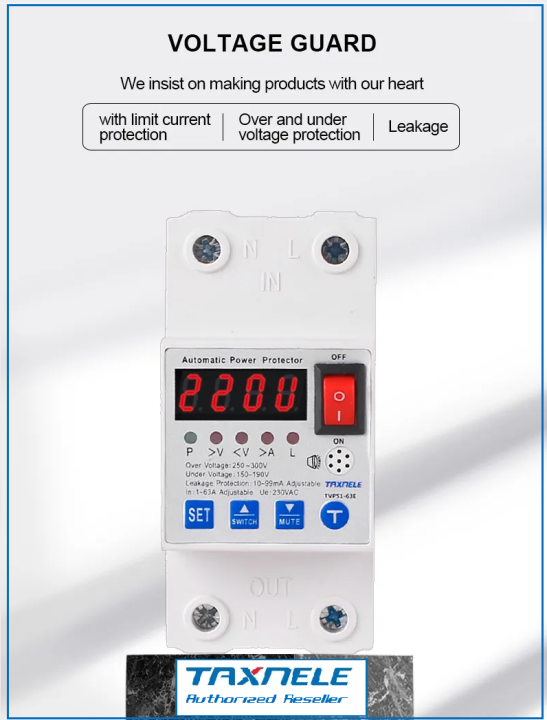 Taxnele%20over%20voltage%20under%20voltage%20protector%20Earth%20Leakage%20protector%20automatic%2063A%20%20RCBO%20Lightning%20Surge%20Power%20-%20Image%205