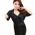 Black Pure Silk Full Gown Nighty. 