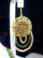 Green & Golden Long Mala Set | Multi-Layer Beaded Necklace Set with Matching Earrings Tikka – Traditional Party Jewelry for Women. 