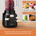 Panasonic 450w motor blender, curved stainless steel blade for smooth blending, 1.45L plastic jug for easy handling, 2 dry mill for grinding, 2 speed+1 pulse, safety lock- MXCP3121. 