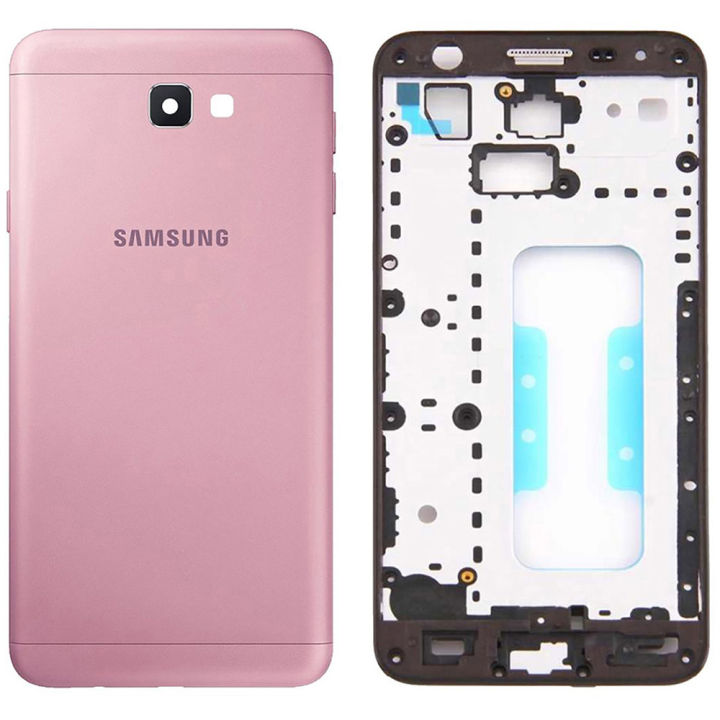 Samsung Galaxy J7 Prime Middle Frame Housing with Power and Volume Buttons and Camera Lens for Complete Body Casing Replacement For Galaxy J7 Prime - Rose Gold