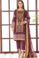 Warda Unstitched - Purple 3 Piece Chiffon Lawn Embroidery For Women 3821021. 
