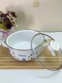 Reoona 1L 1.5L 2L Stainless Steel Kitchen Mixing Food Storage Bowls Cooking Tools Enamel Casserole Pots Set Mini Kitchen Utensil With Glass Cover 3 Pcs. 