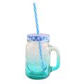 Drinking Jar Mug Mason Glass Jar Mug with Straw (500 ml). 