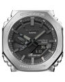 Casio G Shock 2100 Series Round Analog+Digital Silver Ion Plated Bazel World Time Stop Watch Hourly Time Signal Full Auto Calender (to year 2099) 5 Daily Alarm Double LED Light Battery Level Indicator Power Saving Mobile Link Watch-GM-B2100D-1ADR. 