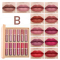 SAM SUGAR 12 Colors Book Lip Gloss Set Matte Velvet Non-stick Cup Lip Gloss Lipstick Cross Border Wholesale. 