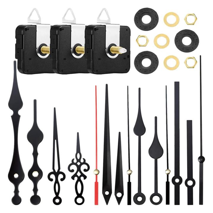 DIY Clock Hands,3 High Torque Long Shaft Quartz Clock Movement Mechanism Motor 5 Sets Kit Hands Replacement Accessories