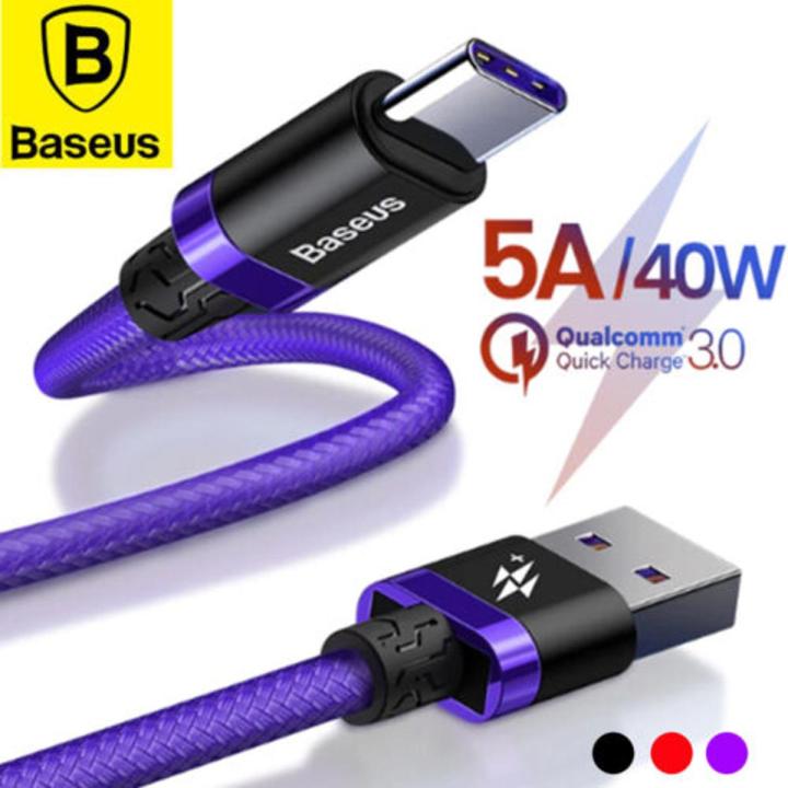 5A Supercharge USB Type C Cable for Huawei Mate 20 P20 Lite P30 Quick Charge 3.0 Cable for Xiaomi 9 8 Mobile Phone Cable