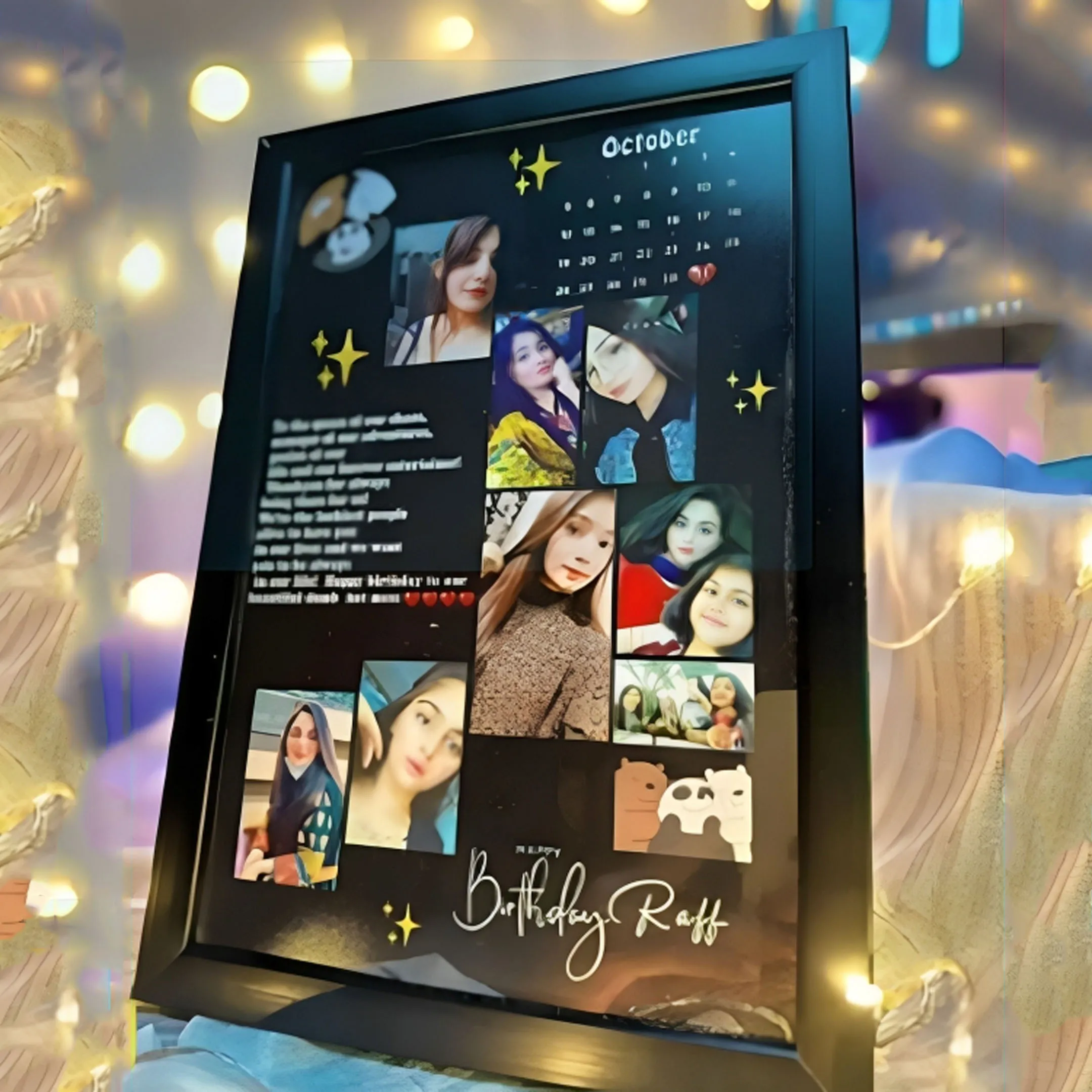 Moon Shape Customized Picture Photo Frame with light