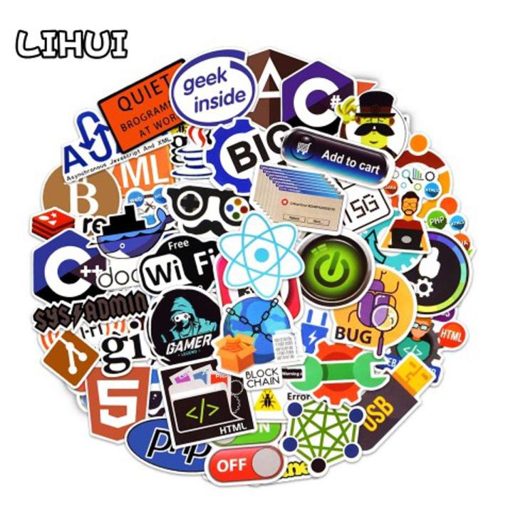 10/30/50 Programming Stickers Pack for Laptop Phone Fridge Guitar Car Software Waterproof Geek Hacker Sticker Decal Kids Toy