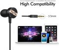 Nabolang V9 100% Original handfree, Dynamic in Ear Earphone Wire TPE Material Anti-Pull 3.5mm Headset with Built-in Microphone Bass HiFi Ear set Comfortable Lightweight Handfree (Black). 