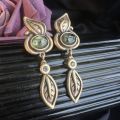 [ New ][ Nange Middle Ancient ]vintage Retro Royal Court Style All-Matching   Pure Copper Leaf Jelly Colored Glaze Two-Color Ear Studs. 