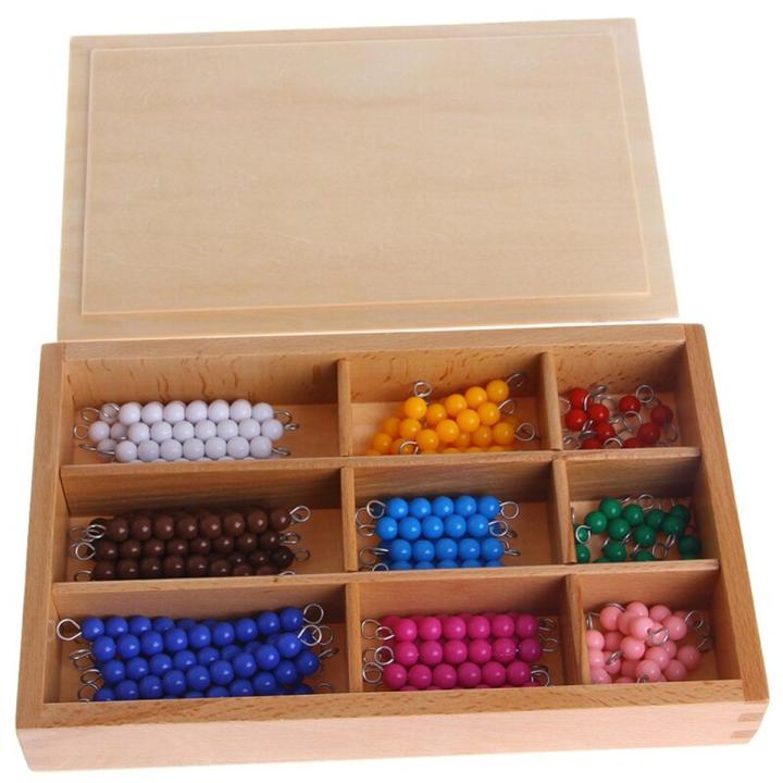 Mathematics 1-9 Bead Bars in Wooden Box imported Montessori Early Preschool Toy