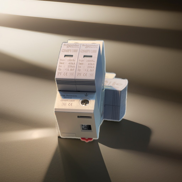 Din rail SPD Din rail Schneider DC 2P 1000V 20KA–40KA | 2pole Schneider DC SPD 1000V DC 40KA House Lightning Surge Protector - Safe Low Voltage Arrester Device | DC SPD 2Pole