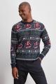 Trendyol Collection Navy Blue Men's Jacquard Christmas Themed Sweater TMNAW20KZ0780. 