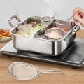 Durable 304 Stainless Steel Mesh Strainer Spoon Cooking Utensils Silver Hot Pot Strainer Korean Noodles Scoop Long Handle Sieve Food Colander Kitchen Supplies. 